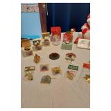 Christmas Decorations and Ornaments Assortment including Snowman Figure, Nativity Scene, and Various Ornaments