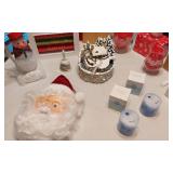 Holiday Decorations and Collectibles including Snow Globes, Candles, and Figurines