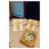 Gift Collection Decorative Items including Peaceful Doves Corner Sitter, Floral Plaques, and Glass Cross
