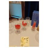 Glassware Collection including Plates and Glasses with Bird Design