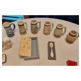 Avon Collectibles and Decor Items including Jewelry Box, Mugs, and Clock