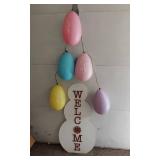 Colorful Plastic Balloon Easter Decor and Snowman Welcome Sign