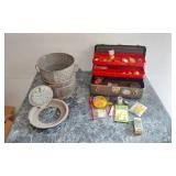 Fishing Gear and Minnow bucket including Tackle Box, Mister Twister Lures