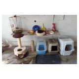 Pet Supplies including Bird Cage, Cat Scratching Post, and Litter Boxes