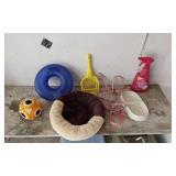 Pet Supplies including Bird Cage, Cat Scratching Post, and Litter Boxes