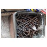 Tools and Hardware Lot including Drill Bit Set, Hole Saw Set, WD-40, and Assorted Nails