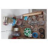 Assorted Hardware and Tools Lot including SKIL Grinding Wheel, Wire Connectors, and Hooks
