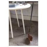 Metal shovel with handle and assorted hinges