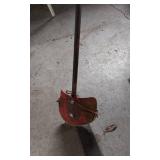 Metal shovel with handle and assorted hinges
