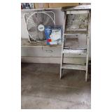 Lasko Box Fan and Utilitech Exhaust Fan with Ladder