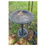 Garden Trellis, Bench, Bird Bath and Metal Table