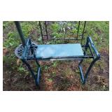 Garden Trellis, Bench, Bird Bath and Metal Table