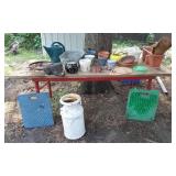 Lot of Gardening and Outdoor Decor Items including Pots, Tools, and Accessories