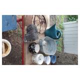 Lot of Gardening and Outdoor Decor Items including Pots, Tools, and Accessories