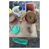 Lot of Gardening and Outdoor Decor Items including Pots, Tools, and Accessories