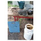 Lot of Gardening and Outdoor Decor Items including Pots, Tools, and Accessories