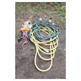 Garden hoses, nozzle, and solar lights