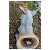 Concrete Animal and Bird Garden Statues, Including Dog, Cow, and Parrot