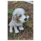 Concrete Animal and Bird Garden Statues, Including Dog, Cow, and Parrot