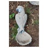 Concrete Animal and Bird Garden Statues, Including Dog, Cow, and Parrot