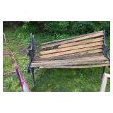 Vintage Metal Garden Bench, Cart, Fan, and White Metal Bench