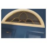 Blue and Wood Textured Door with Frame and Glass Inserts