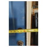 Blue and Wood Textured Door with Frame and Glass Inserts