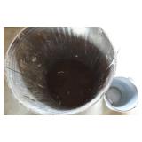 Metal Trash Can, Small Plastic Bucket, and Rotating Base