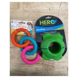 Lot of 2 Various Dog Toys - Tug Toy and Hero Treat Dispensing Ball (0818250)