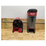 Lot of 2 - Milwaukee Jobsite Fan and 3 in 1 Backpack Vacuum (Not Working)