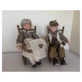 Vintage "Grandma and Grandpa" Porcelain Dolls in Rocking Chairs Vintage "Grandma and Grandpa" Porcelain Dolls in Rocking Chairs