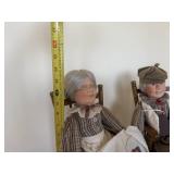 Vintage "Grandma and Grandpa" Porcelain Dolls in Rocking Chairs Vintage "Grandma and Grandpa" Porcelain Dolls in Rocking Chairs