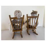 Vintage "Grandma and Grandpa" Porcelain Dolls in Rocking Chairs Vintage "Grandma and Grandpa" Porcelain Dolls in Rocking Chairs