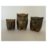 Set of 3 Small Brass Owls Set of 3 Small Brass Owls