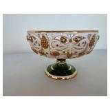 Vintage Handpainted Florence KBNY Italy Green Grape & Gold Trimmed Compote Vintage Handpainted Florence KBNY Italy Green Grape & Gold Trimmed Compote