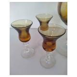 *RARE* Italian Amber Decanter & Six matching Cordial Glasses *RARE* Italian Amber Decanter & Six matching Cordial Glasses
