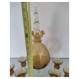 *RARE* Italian Amber Decanter & Six matching Cordial Glasses *RARE* Italian Amber Decanter & Six matching Cordial Glasses