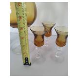 *RARE* Italian Amber Decanter & Six matching Cordial Glasses *RARE* Italian Amber Decanter & Six matching Cordial Glasses