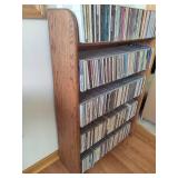 Wood CD Storage Tower Filled with CDs Wood CD Storage Tower Filled with CDs