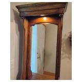 Solid Oak Lighted Hall Entry Table with Mirror Solid Oak Lighted Hall Entry Table with Mirror