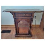 Oak Lighted Side Table with Drop Down Leaves Oak Lighted Side Table with Drop Down Leaves
