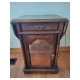 Oak Lighted Side Table with Drop Down Leaves Oak Lighted Side Table with Drop Down Leaves