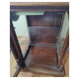 Oak Lighted Side Table with Drop Down Leaves Oak Lighted Side Table with Drop Down Leaves