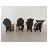 Set of Four Small Victorian Chair Figurines Set of Four Small Victorian Chair Figurines