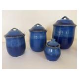 Blue Stoneware Canister and Mixing Bowl Set Blue Stoneware Canister and Mixing Bowl Set