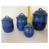 Blue Stoneware Canister and Mixing Bowl Set Blue Stoneware Canister and Mixing Bowl Set
