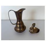 Vintage Brass Pitcher and Pelican Trinket Holder Vintage Brass Pitcher and Pelican Trinket Holder