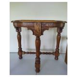 Etched Glass Oak Side Table & Heart Step Stool Etched Glass Oak Side Table & Heart Step Stool