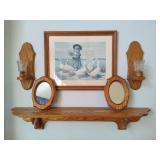 Lot of Oak Wall Decor and Girl with Ducks Picture Lot of Oak Wall Decor and Girl with Ducks Picture