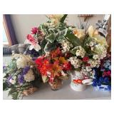 Lot of Faux Floral Arrangements and Vases Lot of Faux Floral Arrangements and Vases
